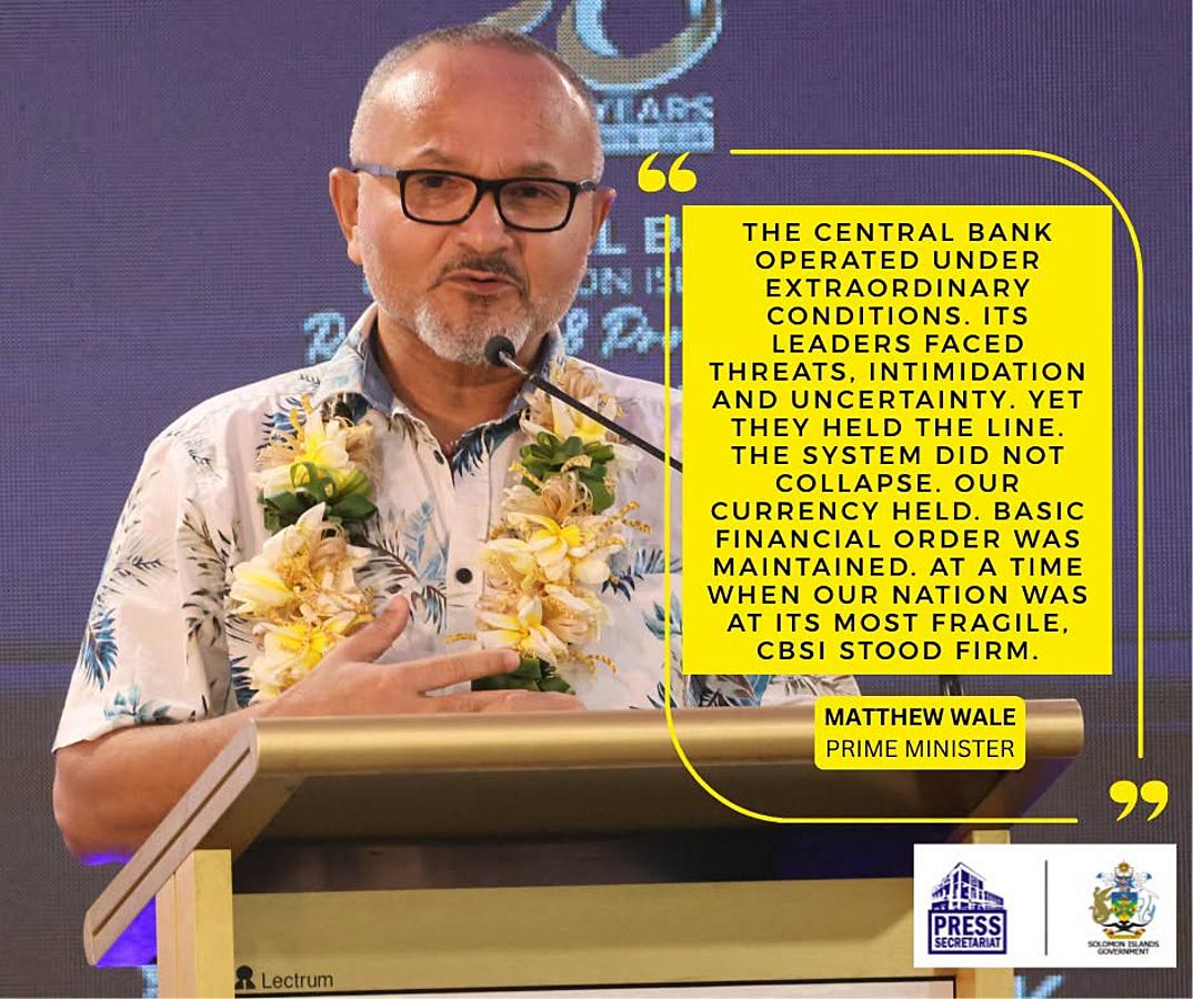Solomon Islands central bank's resilience forged in crisis, PM says at 50th anniversary